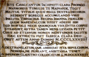 Lapide Mainardo Cavalcanti Santa Maria Novella Sacrestia